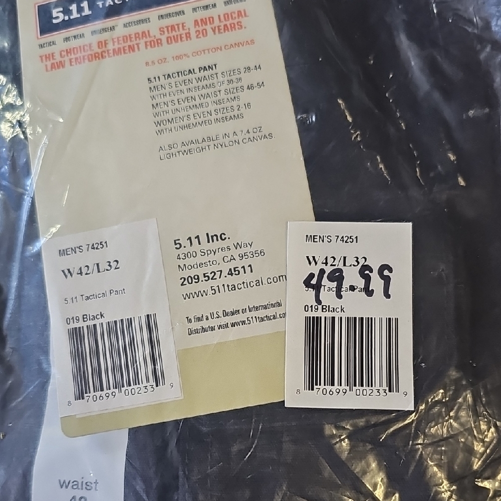 5.11 Tactical Black Canvas Pants